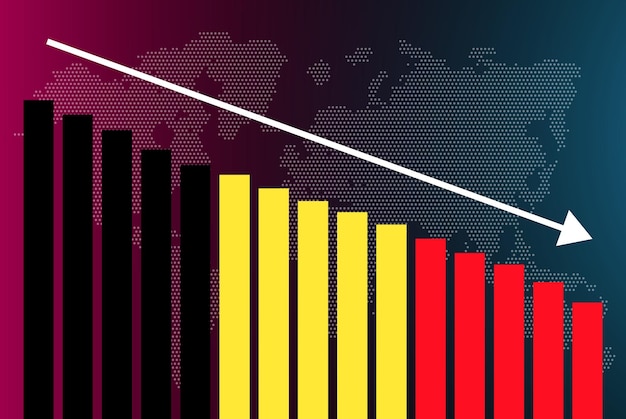 Гистограмма бельгии с уменьшением значений кризиса и понижением новостного баннера не удалась и уменьшилась