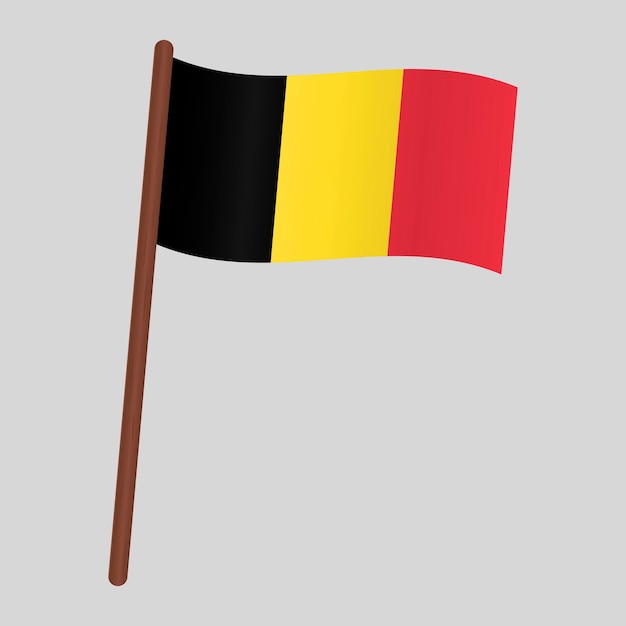 Belgium country flag. Flag on the flagpole. Vector illustration