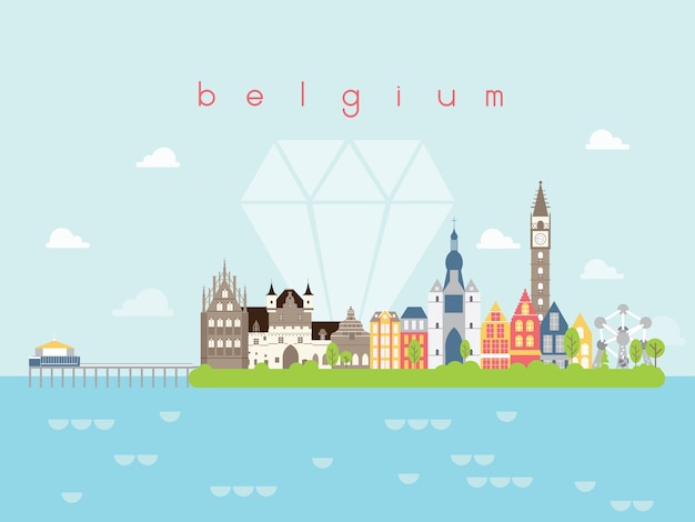 Belgium famous landmarks infographic