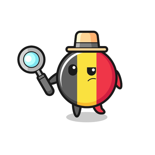 Belgium flag badge detective character is analyzing a case