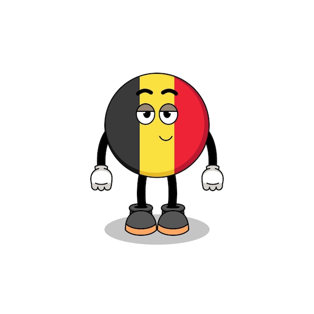 Belgium flag cartoon couple with shy pose