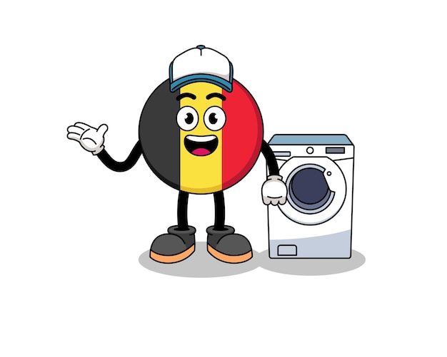 세탁소 남자로 벨기에 국기 그림