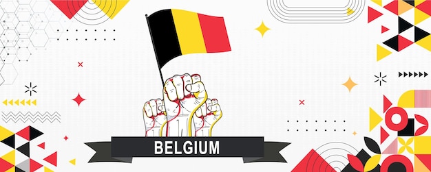 Belgium flag independence day geometric Country web banner corporate abstract back