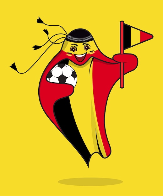 belgium flag with mascot world cup vector.