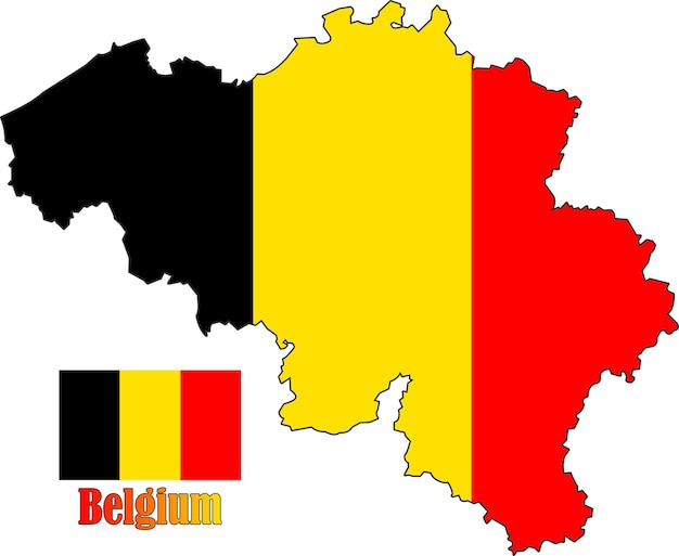 Belgium Map and Flag