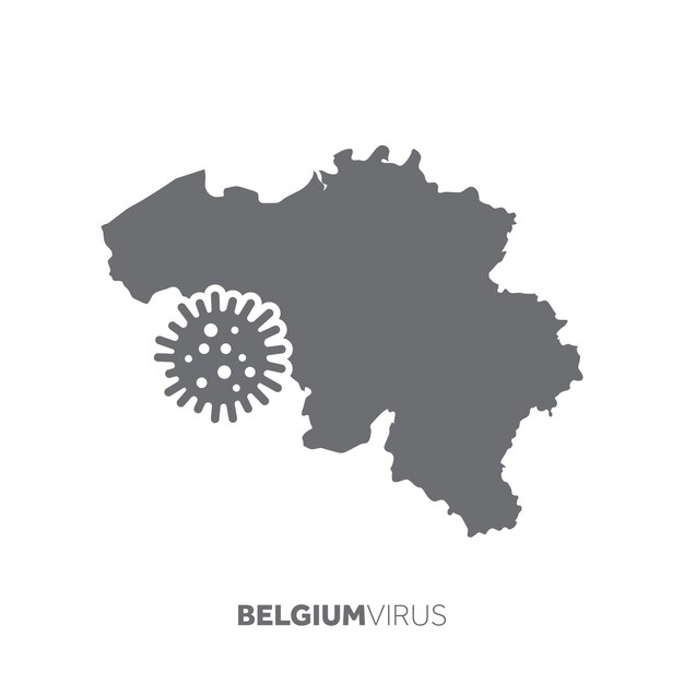 Belgium map with a virus microbe illness and disease outbreak