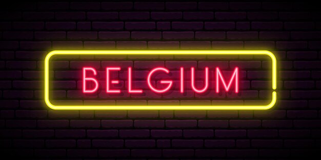 Insegna al neon del belgio