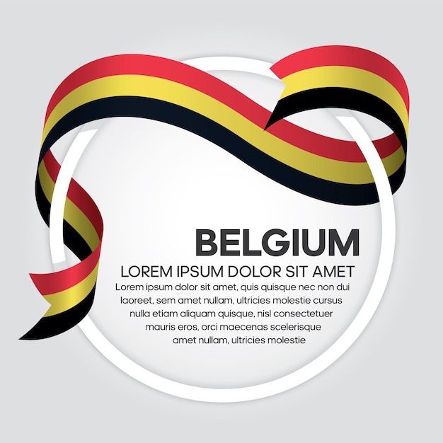 Belgium ribbon flag, vector illustration on a white background