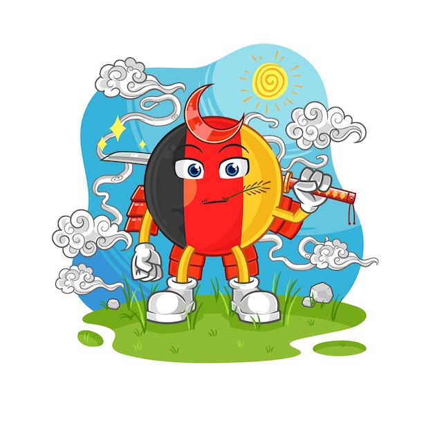 Belgium samurai cartoon cartoon mascot vector