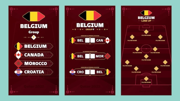 Vettore belgio imposta banner per i social media qatar 2022