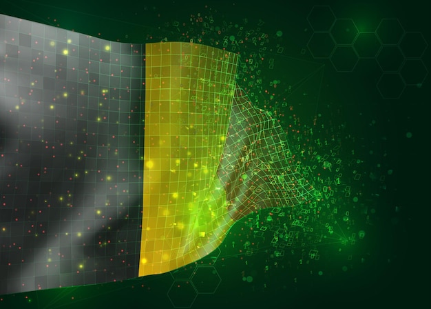 다각형 및 데이터 번호와 녹색 배경에 벡터 3d 플래그에 벨기에