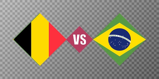 belgium vs brazil flag concept vector illustration
