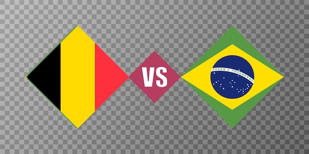 Belgium vs Brazil flag concept Vector illustration