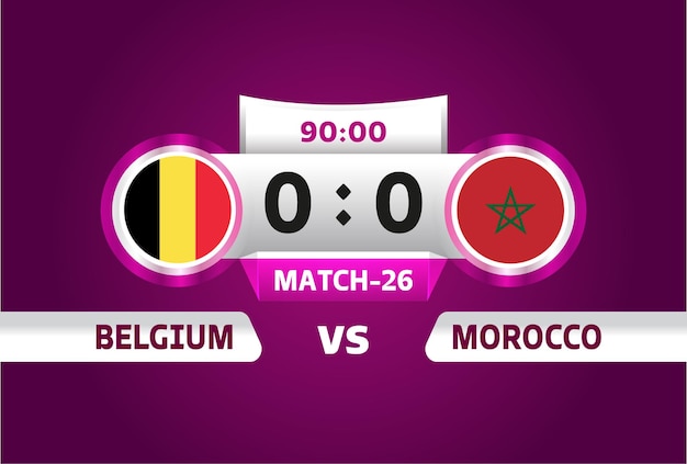 Belgium vs Morocco, world Football 2022, Group F. World Football Competition championship match