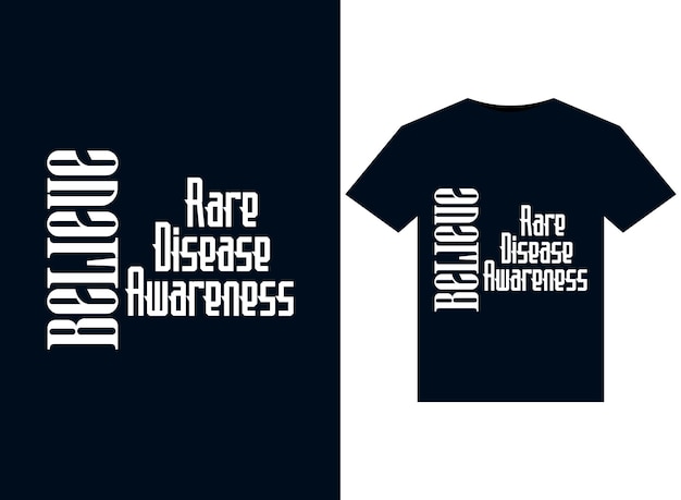 Believe rare disease awareness illustrations for print-ready t-shirts design