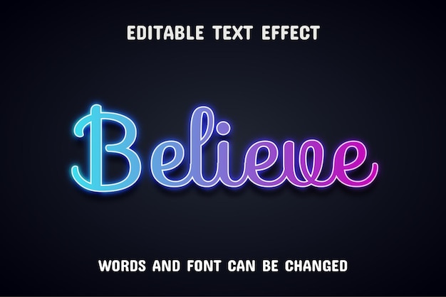 Believe text neon text effect