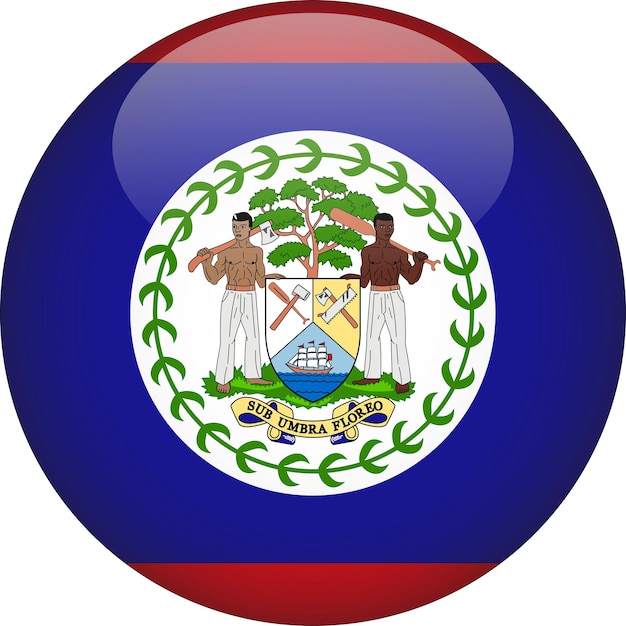 Belize 3D afgeronde vlag knop