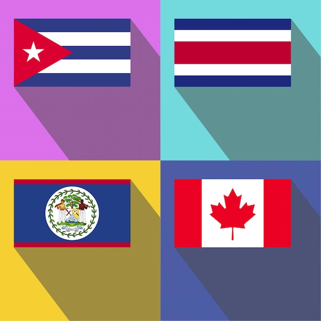 Vector belize canada costa rica cuba flags