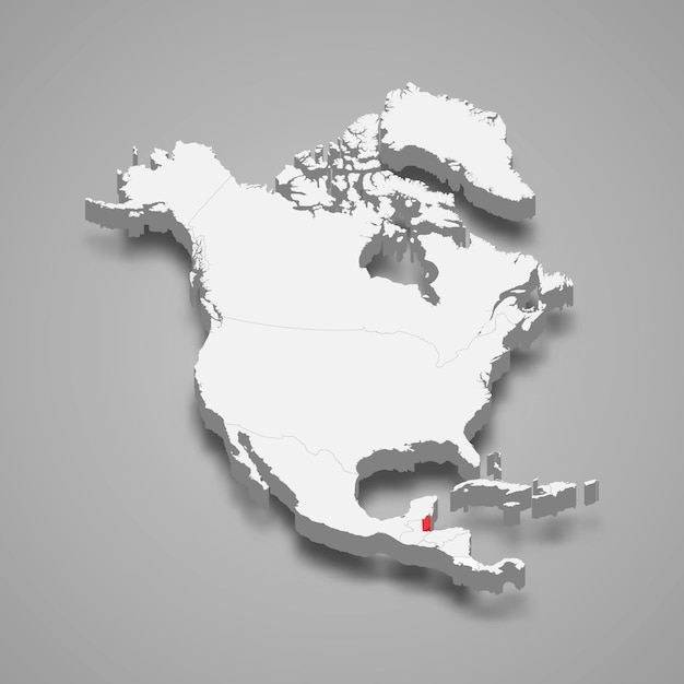 Belize country location within North America 3d map