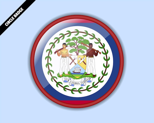 Vector belize flag circle badge vector design rounded sign with reflection