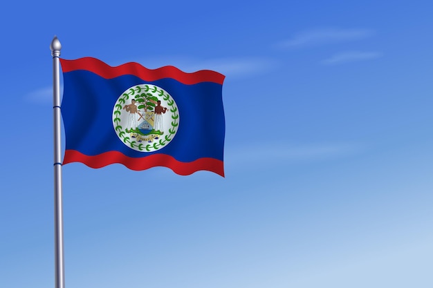 Belize flag independence day blue sky background