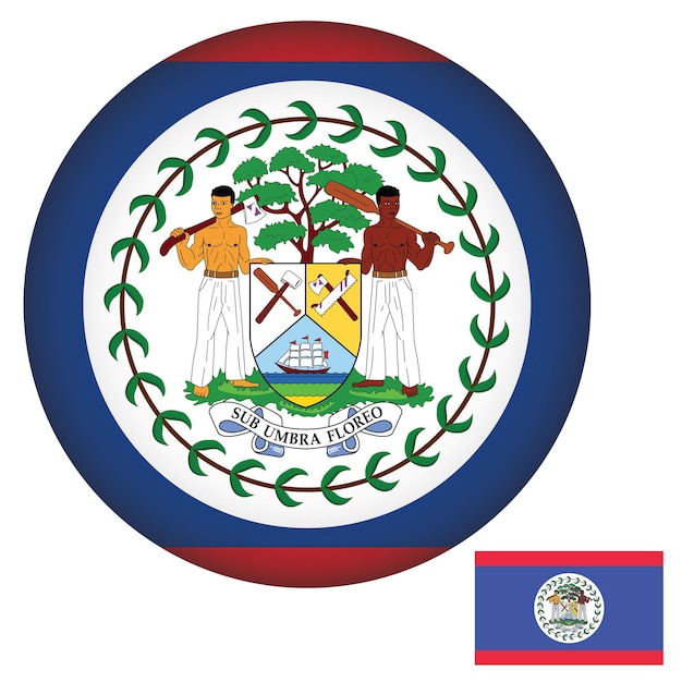 Vector belize flag round shape