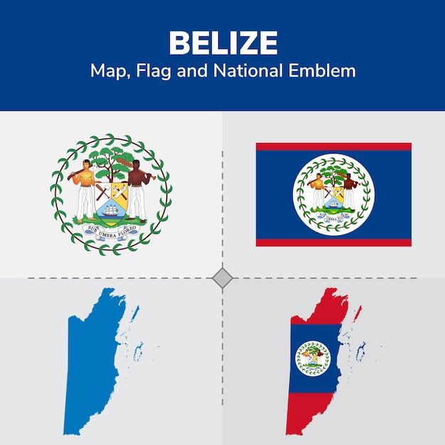 Belize kaart vlag en nationale embleem