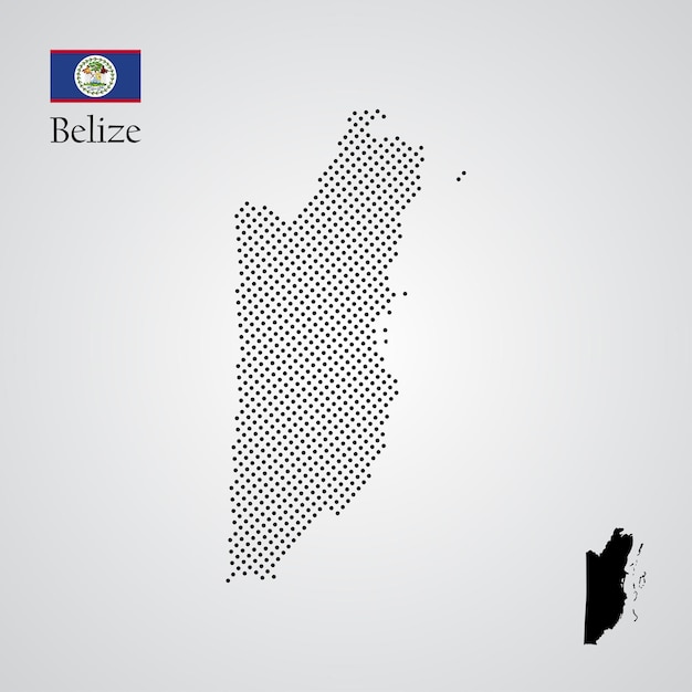 Belize map silhouette halftone style