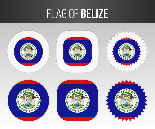 Belize vlag etiketten badges en stickers Illustratie vlaggen van Belize geïsoleerd