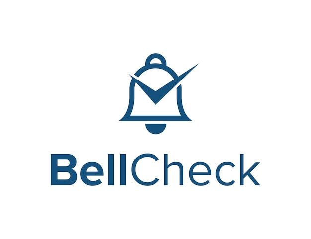 bell and check mark simple sleek creative geometric modern logo design