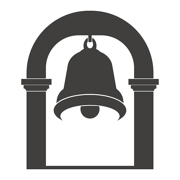 Modello di progettazione vettoriale dell'illustrazione del logo della campana e del cancello