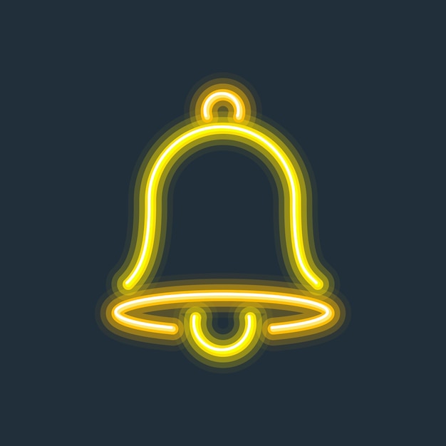 Bell glowing neon sign hard edge gradient vector illustration