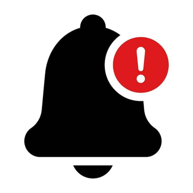 Bell icon on white background for incoming inbox message smartphone application alert