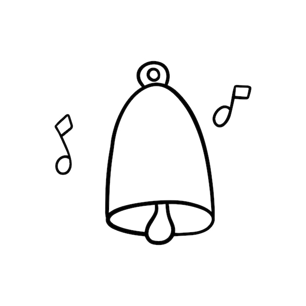 Bell making sound ringing instrument note doodle linear cartoon coloring