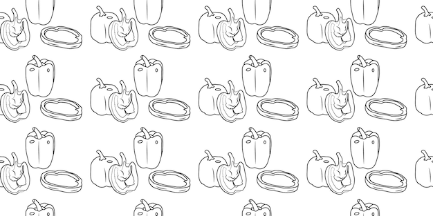 Bell pepper Capsicum sweet pepper or capsicum doodle seamless pattern for print and web