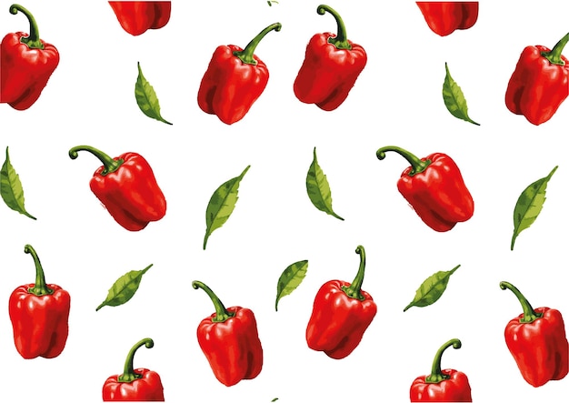 bell pepper watercolor style pattern illustration isolated on white background