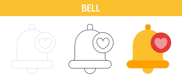 Bell tracing and coloring worksheet for kids