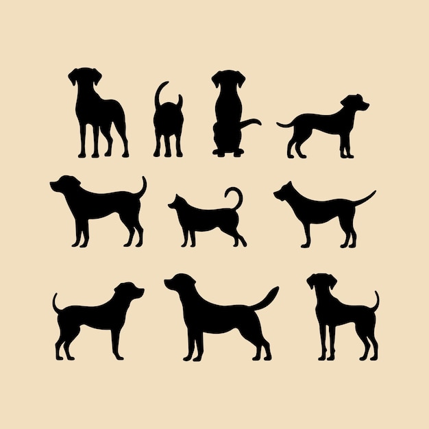 Bella dog set Clipart silhouette