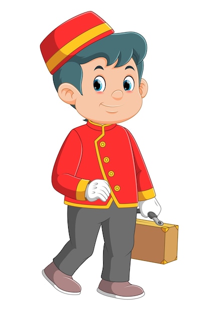 Personaggio dei cartoni animati di bellboy hotel porter profession