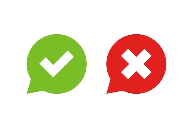 Bellencontrole en kruisteken Vlakke vector geïsoleerd