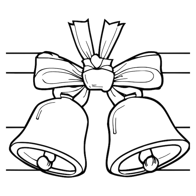 Vector bells with ribbon coloring pages for kids