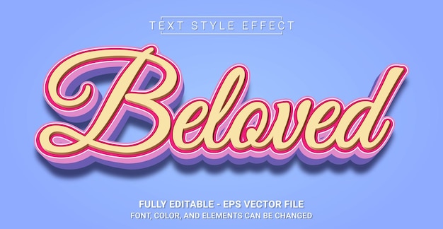 Vector beloved text style effect editable graphic text template