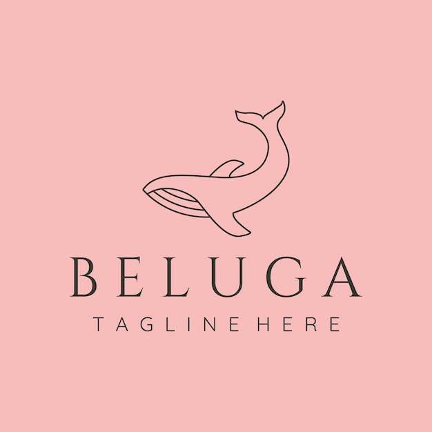 Disegno dell'illustrazione del simbolo del vettore del logo della linea della balena beluga