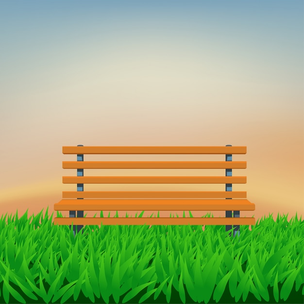 Bench on green grass