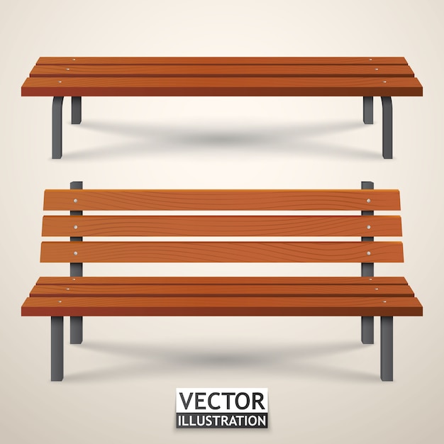 Benches set. park wooden benches isolated