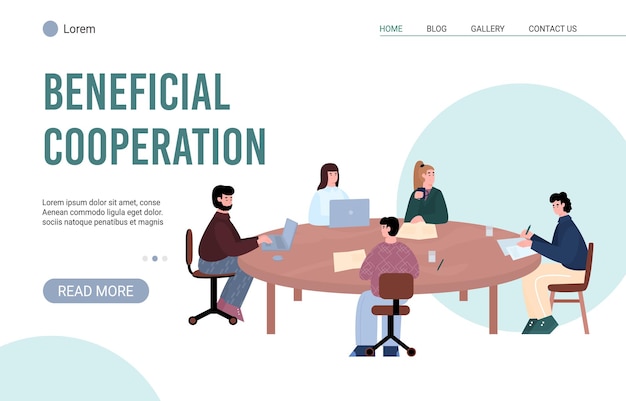 Vector beneficial cooperation website banner