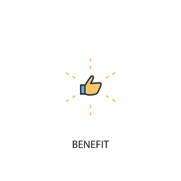 Benefit concept 2 colored line icon. simple yellow and blue element illustration. benefit concept outline symbol design