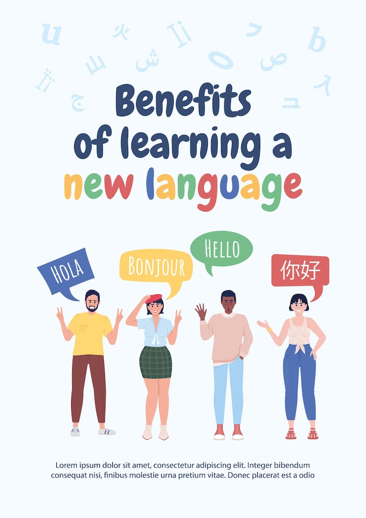 Vector benefits of learning new language flat vector banner template