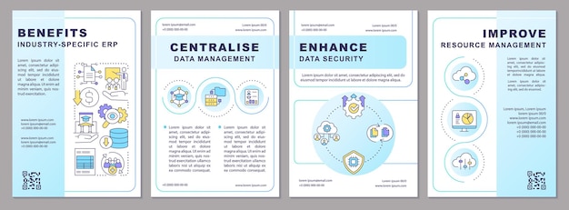 ベクトル 業界固有の erp ブルー グラデーション パンフレット テンプレートの利点