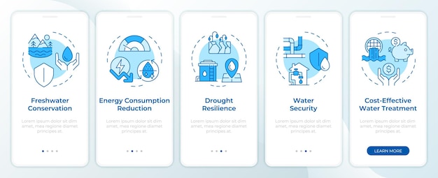 benefits of water recycling blue onboarding mobile app screen